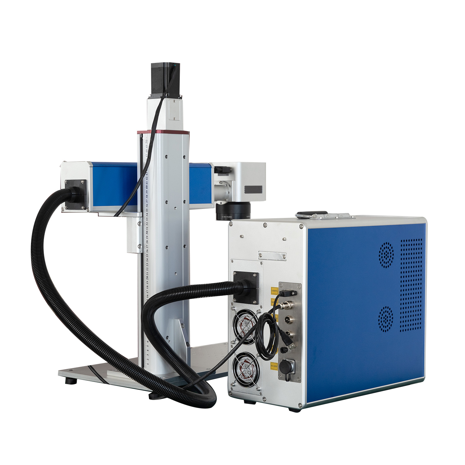 MCWlaser 50W JPT Fiber Laser Marking Machine – Enclosed Engraver, 150x150mm Work Area, With Rotary Chuck